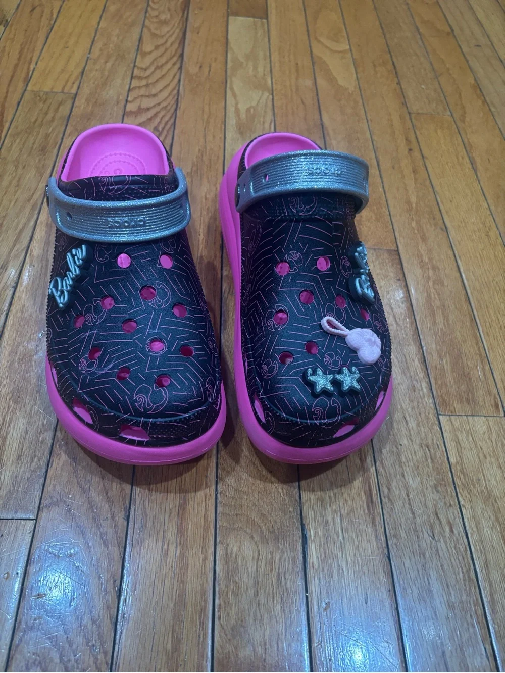 CROCS X BARBIE CRUSH CLOG SHOES Black The Movie M9/W11 EUC